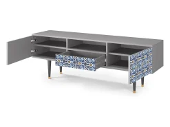 Mueble de TV - 170х59х41 cm - T6 - Lovely Cornflowers, Cinza Cinzento