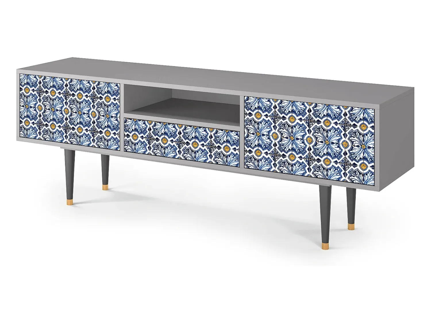 Mueble de TV - 170х59х41 cm - T6 - Lovely Cornflowers, Cinza Cinzento