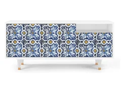 Hot Mueble de TV - 125х56х41 cm - T7 - Lovely Cornflowers, Branco Bege