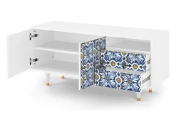 Hot Mueble de TV - 125х56х41 cm - T7 - Lovely Cornflowers, Branco Bege
