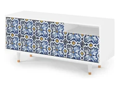 Hot Mueble de TV - 125х56х41 cm - T7 - Lovely Cornflowers, Branco Bege