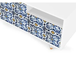 Hot Mueble de TV - 125х56х41 cm - T7 - Lovely Cornflowers, Branco Bege