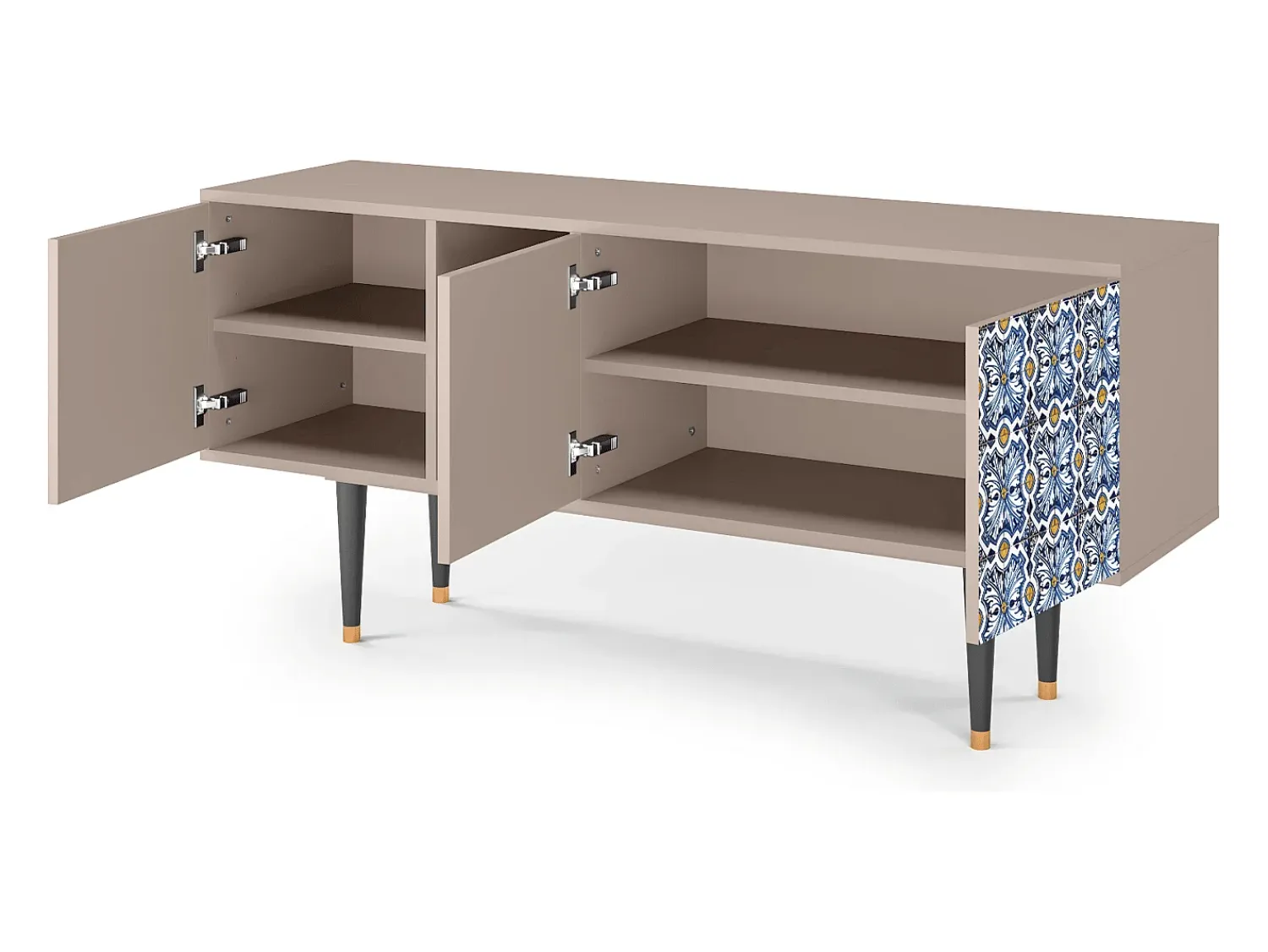 Móvel De Tv* Mueble de TV - 150х69х41 cm - T5 - Lovely Cornflowers, Latte Bege