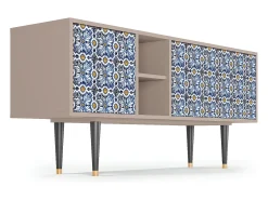 Móvel De Tv* Mueble de TV - 150х69х41 cm - T5 - Lovely Cornflowers, Latte Bege
