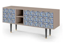 Móvel De Tv* Mueble de TV - 150х69х41 cm - T5 - Lovely Cornflowers, Latte Bege
