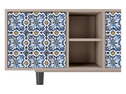 Móvel De Tv* Mueble de TV - 150х69х41 cm - T5 - Lovely Cornflowers, Latte Bege