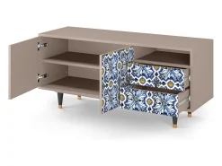 Móvel De Tv* Mueble de TV - 125х56х41 cm - T7 - Lovely Cornflowers, Latte Bege