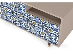 Móvel De Tv* Mueble de TV - 125х56х41 cm - T7 - Lovely Cornflowers, Latte Bege