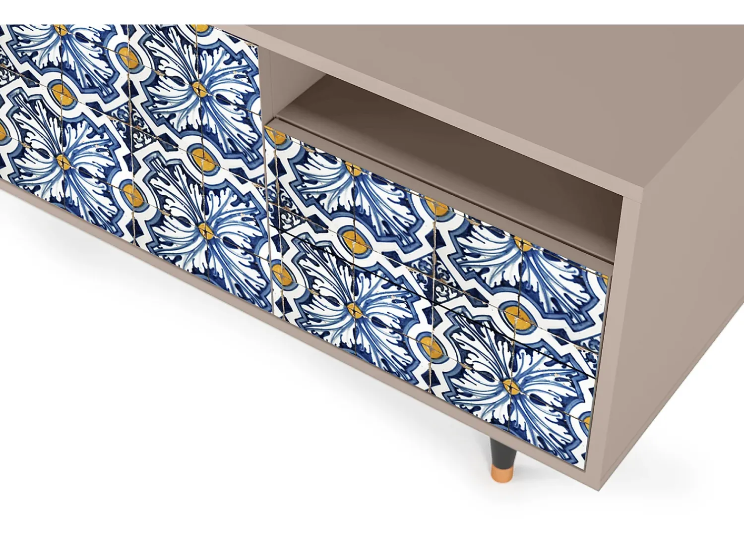 Móvel De Tv* Mueble de TV - 125х56х41 cm - T7 - Lovely Cornflowers, Latte Bege