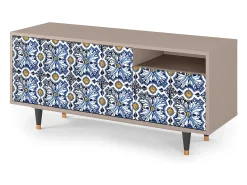 Móvel De Tv* Mueble de TV - 125х56х41 cm - T7 - Lovely Cornflowers, Latte Bege