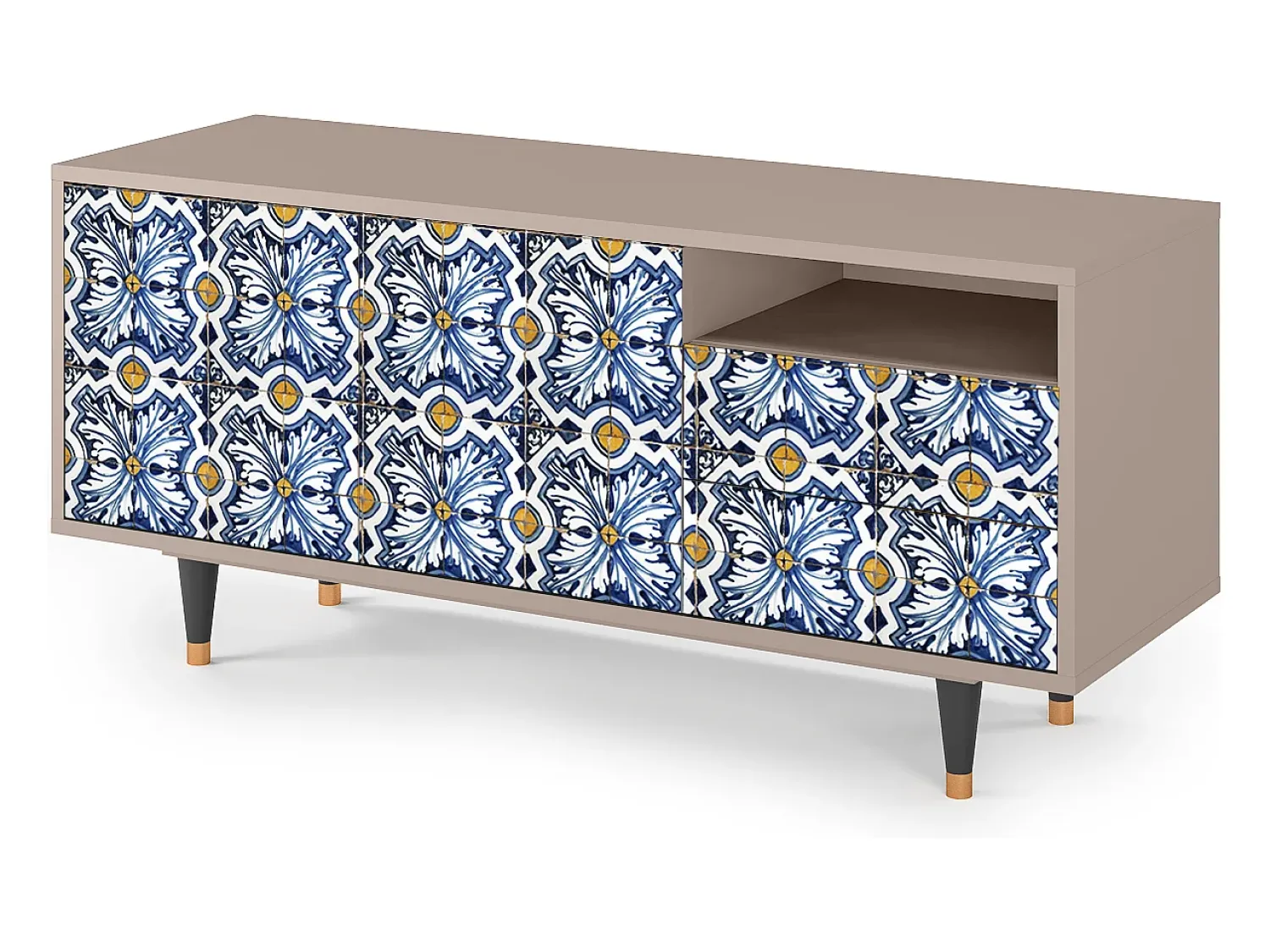 Móvel De Tv* Mueble de TV - 125х56х41 cm - T7 - Lovely Cornflowers, Latte Bege