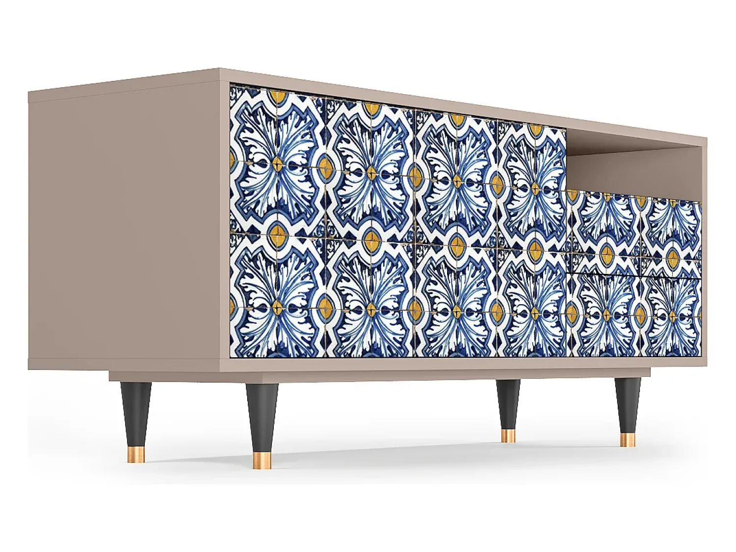 Móvel De Tv* Mueble de TV - 125х56х41 cm - T7 - Lovely Cornflowers, Latte Bege