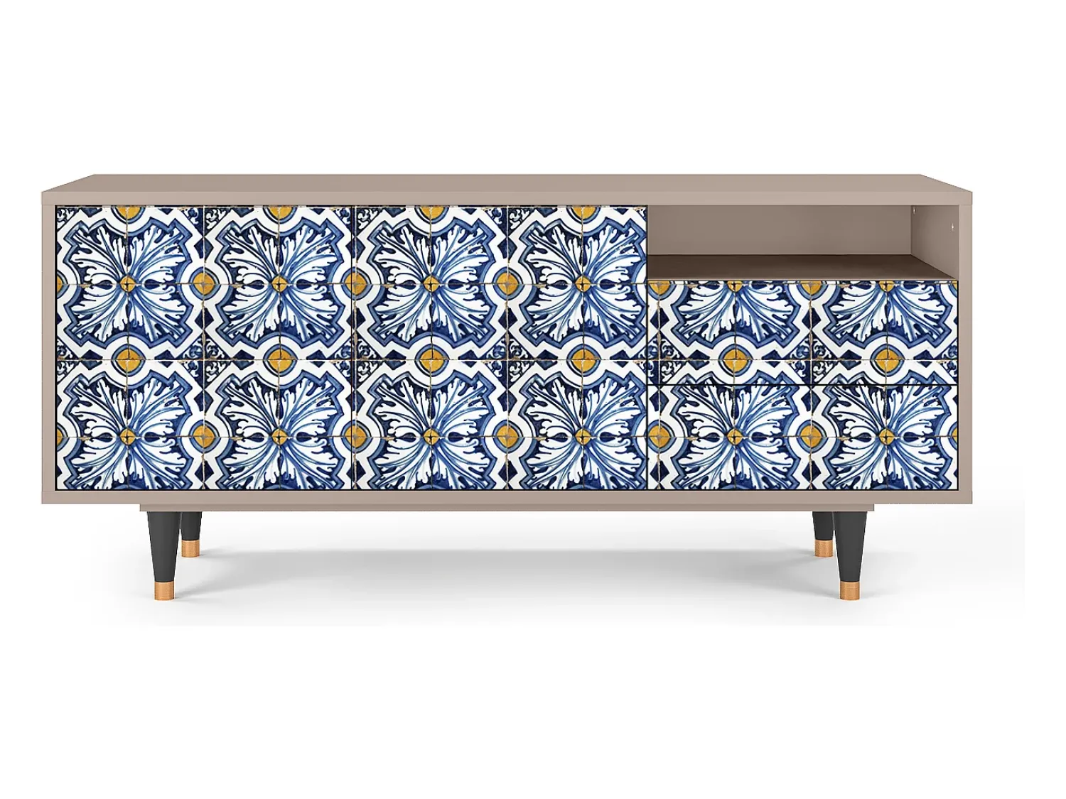 Móvel De Tv* Mueble de TV - 125х56х41 cm - T7 - Lovely Cornflowers, Latte Bege