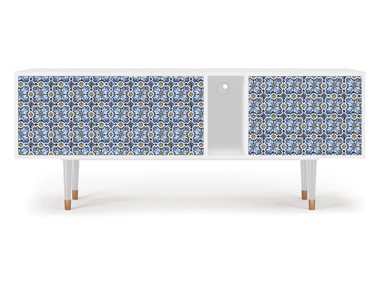 Mueble de TV - 170х69х48 cm - T1 - Lovely Cornflowers, Branco^ Móvel De Tv