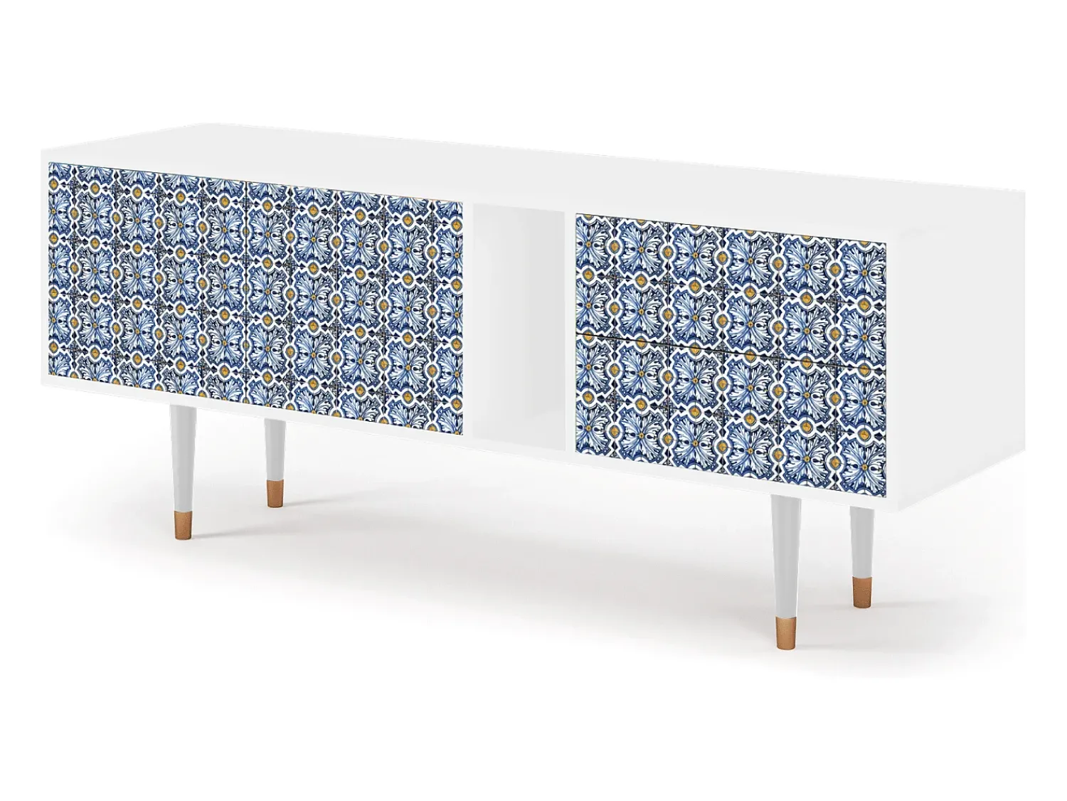 Mueble de TV - 170х69х48 cm - T1 - Lovely Cornflowers, Branco^ Móvel De Tv