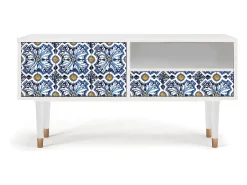 Móvel De Tv| Mueble de TV - 115х59х48 cm - T3 - Lovely Cornflowers, Branco Bege