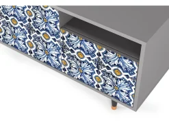 Best Mueble de TV - 125х56х41 cm - T7 - Lovely Cornflowers, Cinza Cinzento