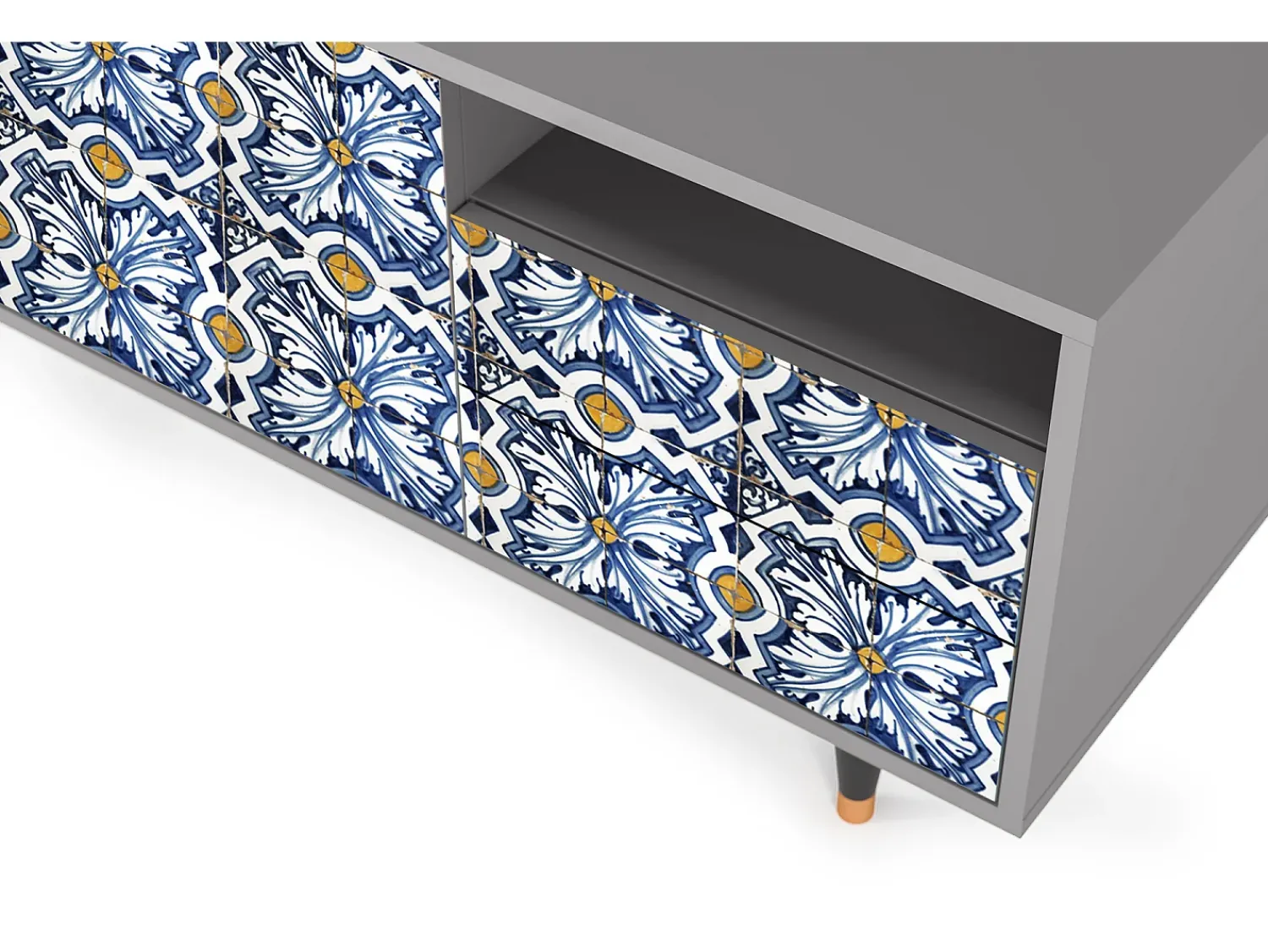 Best Mueble de TV - 125х56х41 cm - T7 - Lovely Cornflowers, Cinza Cinzento