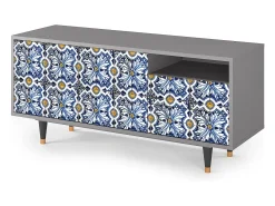 Best Mueble de TV - 125х56х41 cm - T7 - Lovely Cornflowers, Cinza Cinzento