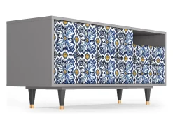 Best Mueble de TV - 125х56х41 cm - T7 - Lovely Cornflowers, Cinza Cinzento