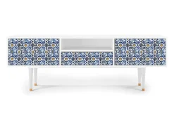 Móvel De Tv| Mueble de TV - 170х59х41 cm - T6 - Lovely Cornflowers, Branco Bege