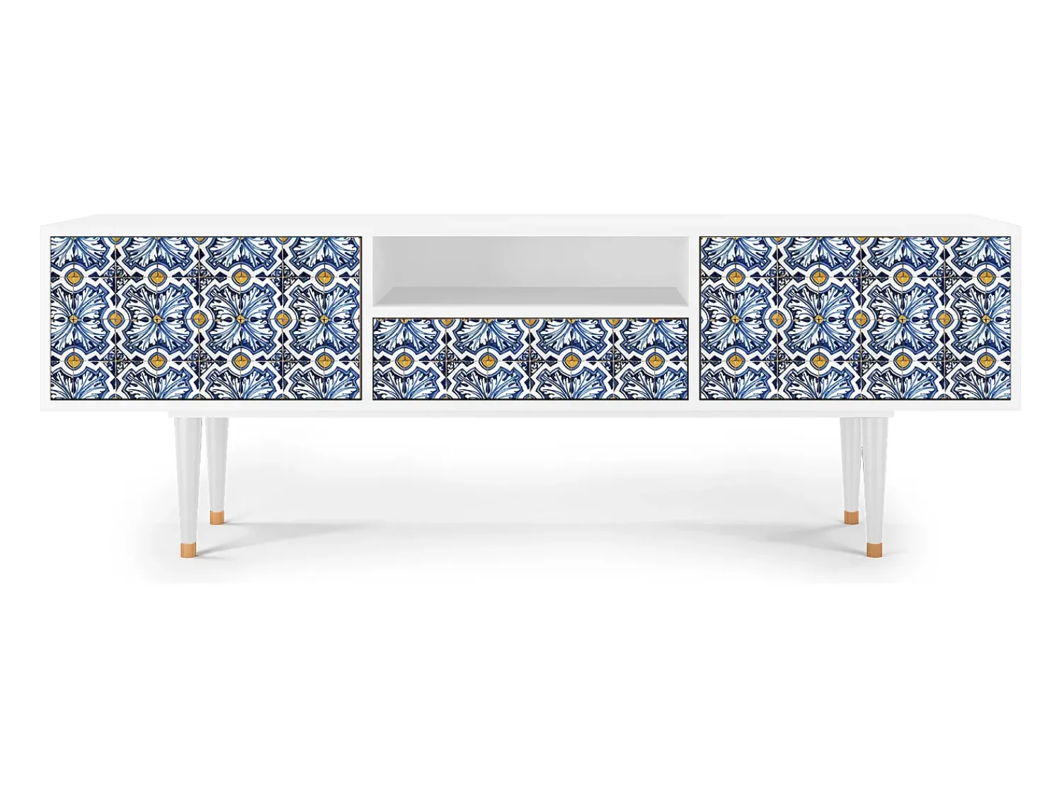 Móvel De Tv| Mueble de TV - 170х59х41 cm - T6 - Lovely Cornflowers, Branco Bege