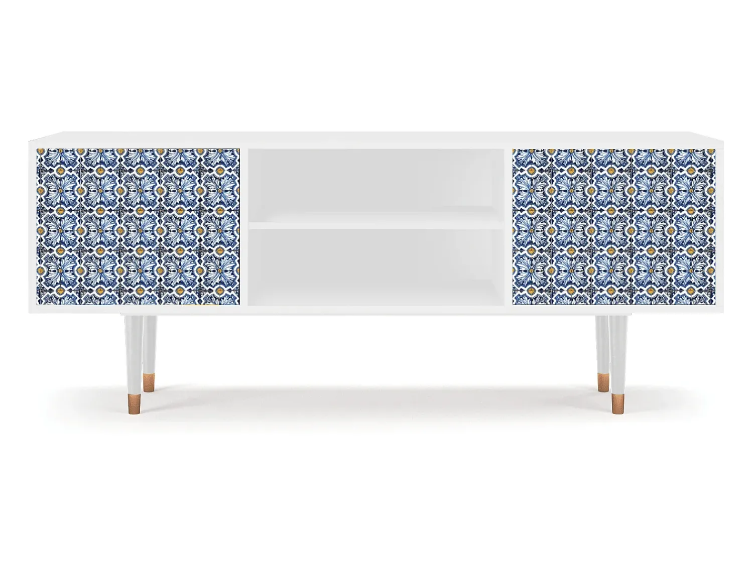 Móvel De Tv* Mueble de TV - 170х69х48 cm - T2 - Lovely Cornflowers, Branco Bege