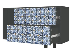 Móvel De Tv| Mueble de TV - 170х69х48 cm - T1 - Lovely Cornflowers, Antracite Cinza antracite