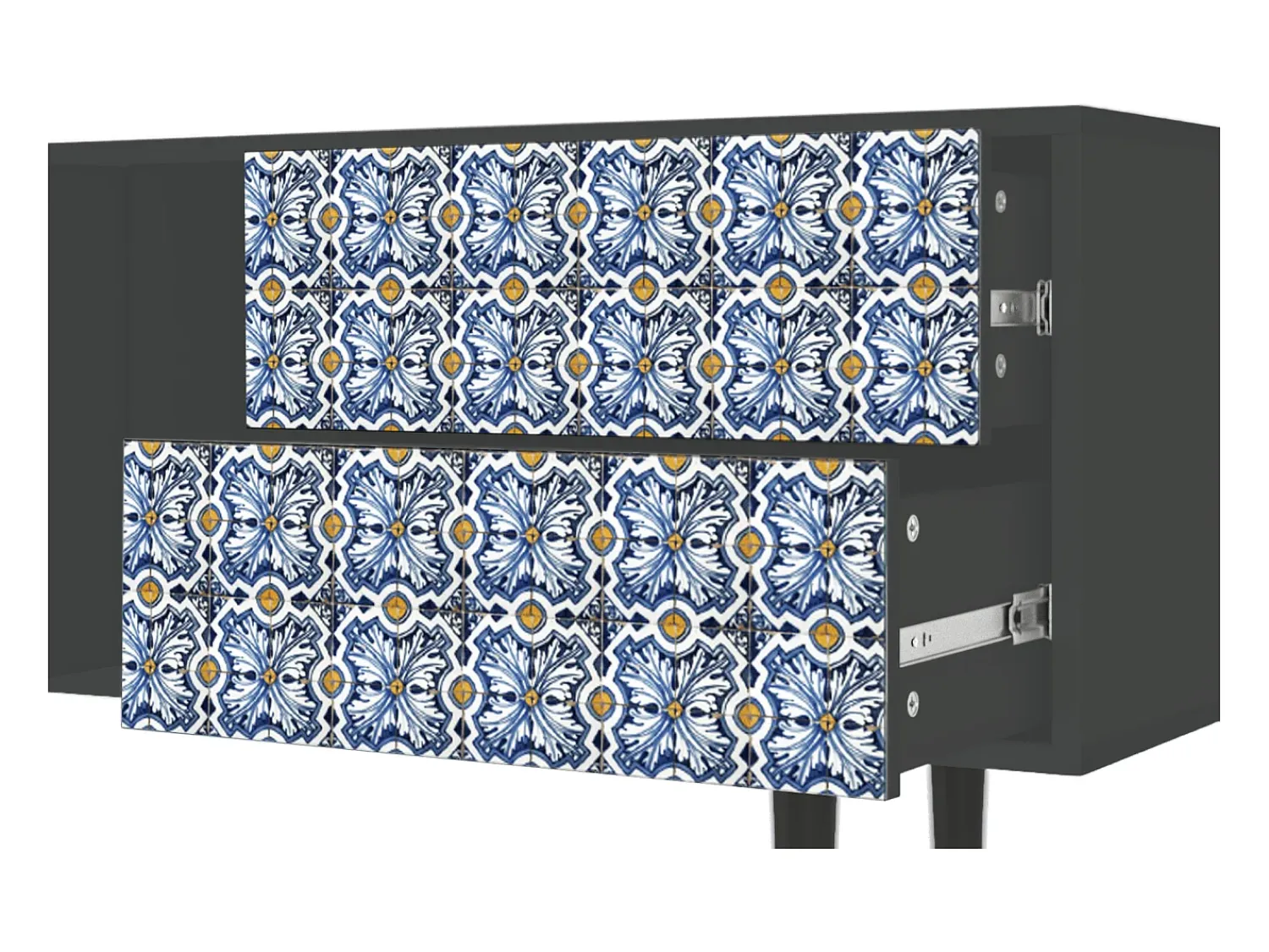 Móvel De Tv| Mueble de TV - 170х69х48 cm - T1 - Lovely Cornflowers, Antracite Cinza antracite