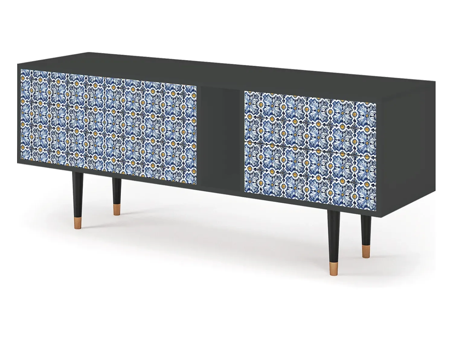 Móvel De Tv| Mueble de TV - 170х69х48 cm - T1 - Lovely Cornflowers, Antracite Cinza antracite