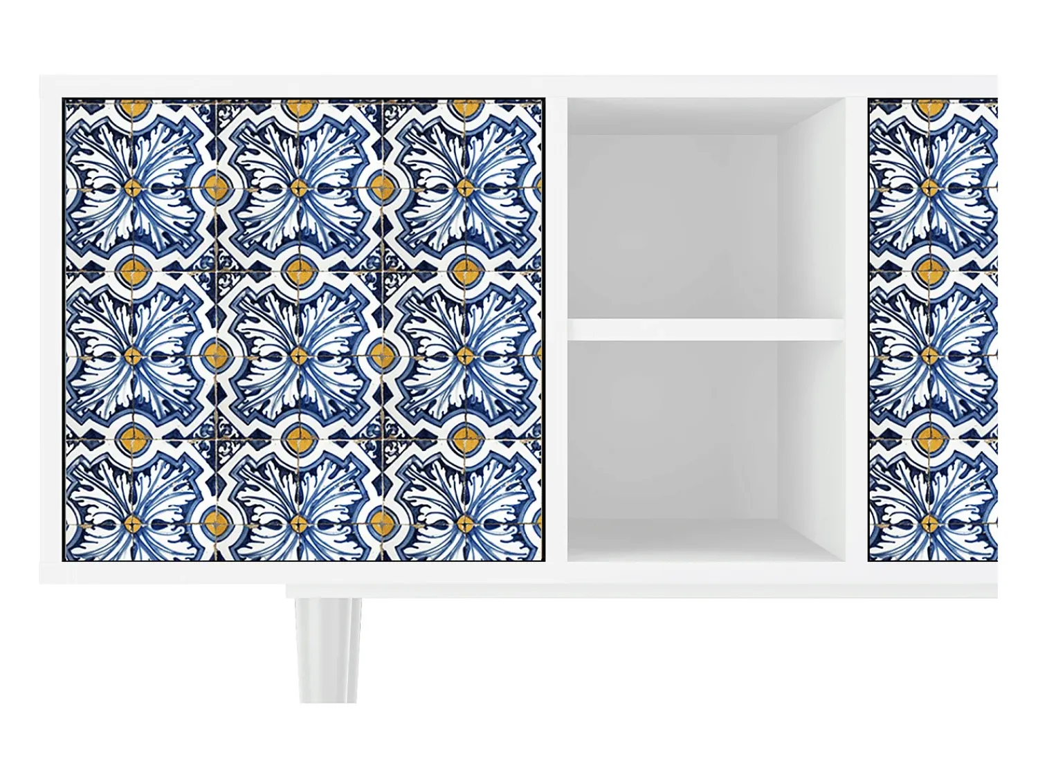 Móvel De Tv| Mueble de TV - 150х69х41 cm - T5 - Lovely Cornflowers, Branco Bege