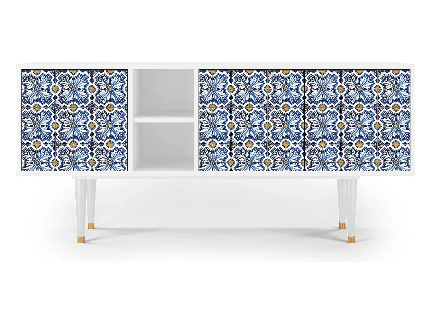 Móvel De Tv| Mueble de TV - 150х69х41 cm - T5 - Lovely Cornflowers, Branco Bege