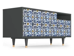 Móvel De Tv* Mueble de TV - 125х56х41 cm - T7 - Lovely Cornflowers, Antracite Cinza antracite