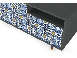 Móvel De Tv* Mueble de TV - 125х56х41 cm - T7 - Lovely Cornflowers, Antracite Cinza antracite