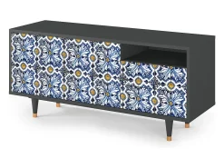 Móvel De Tv* Mueble de TV - 125х56х41 cm - T7 - Lovely Cornflowers, Antracite Cinza antracite