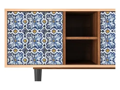 Móvel De Tv* Mueble de TV - 150х69х41 cm - T5 - Lovely Cornflowers, Nogueira Castanho