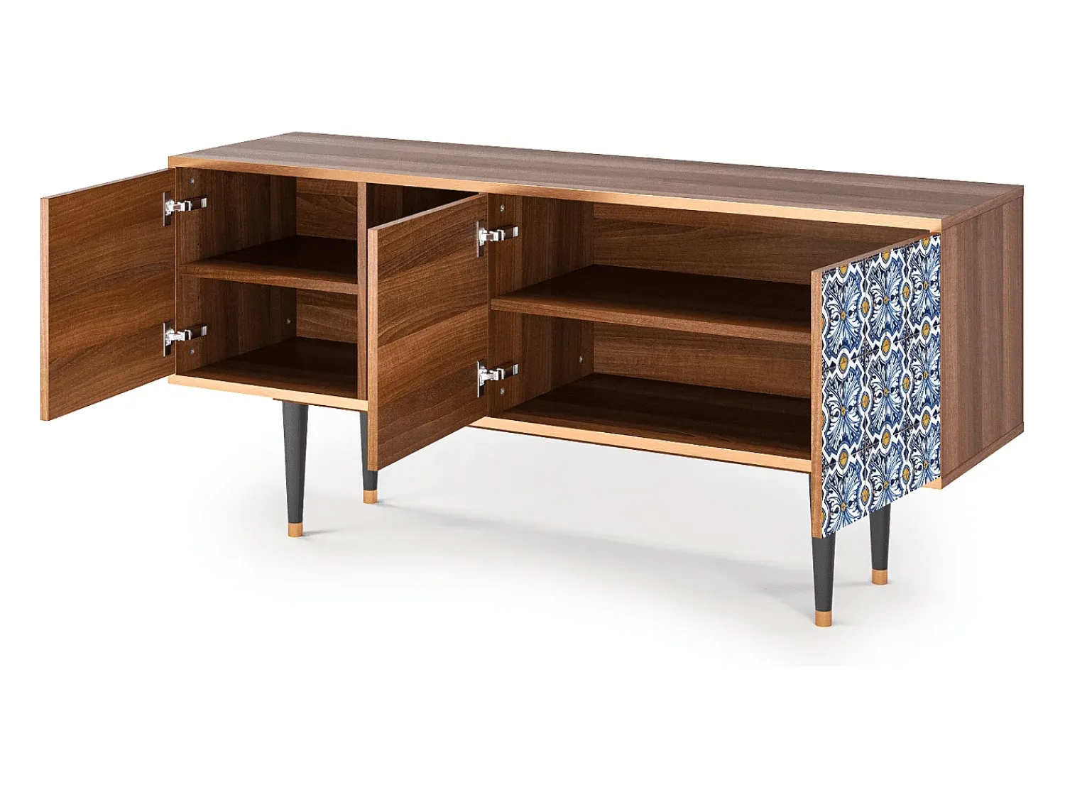 Móvel De Tv* Mueble de TV - 150х69х41 cm - T5 - Lovely Cornflowers, Nogueira Castanho
