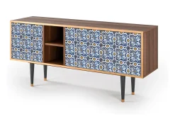 Móvel De Tv* Mueble de TV - 150х69х41 cm - T5 - Lovely Cornflowers, Nogueira Castanho