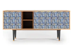 Móvel De Tv* Mueble de TV - 150х69х41 cm - T5 - Lovely Cornflowers, Nogueira Castanho