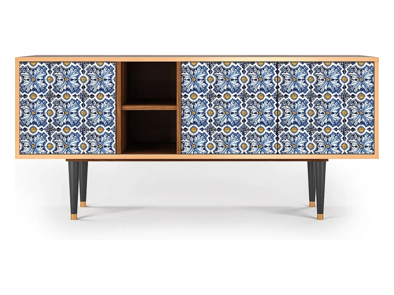 Móvel De Tv* Mueble de TV - 150х69х41 cm - T5 - Lovely Cornflowers, Nogueira Castanho