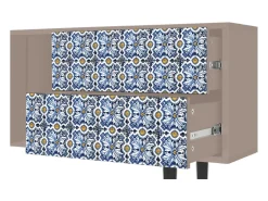 Móvel De Tv| Mueble de TV - 170х69х48 cm - T1 - Lovely Cornflowers, Latte Bege