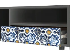 Móvel De Tv| Mueble de TV - 115х59х48 cm - T3 - Lovely Cornflowers, Antracite Cinza antracite
