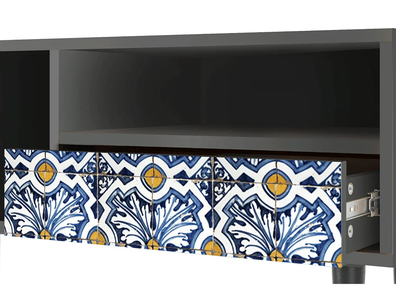 Móvel De Tv| Mueble de TV - 115х59х48 cm - T3 - Lovely Cornflowers, Antracite Cinza antracite