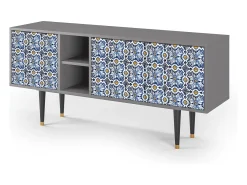 Online Mueble de TV - 150х69х41 cm - T5 - Lovely Cornflowers, Cinza Cinzento