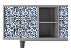 Online Mueble de TV - 150х69х41 cm - T5 - Lovely Cornflowers, Cinza Cinzento