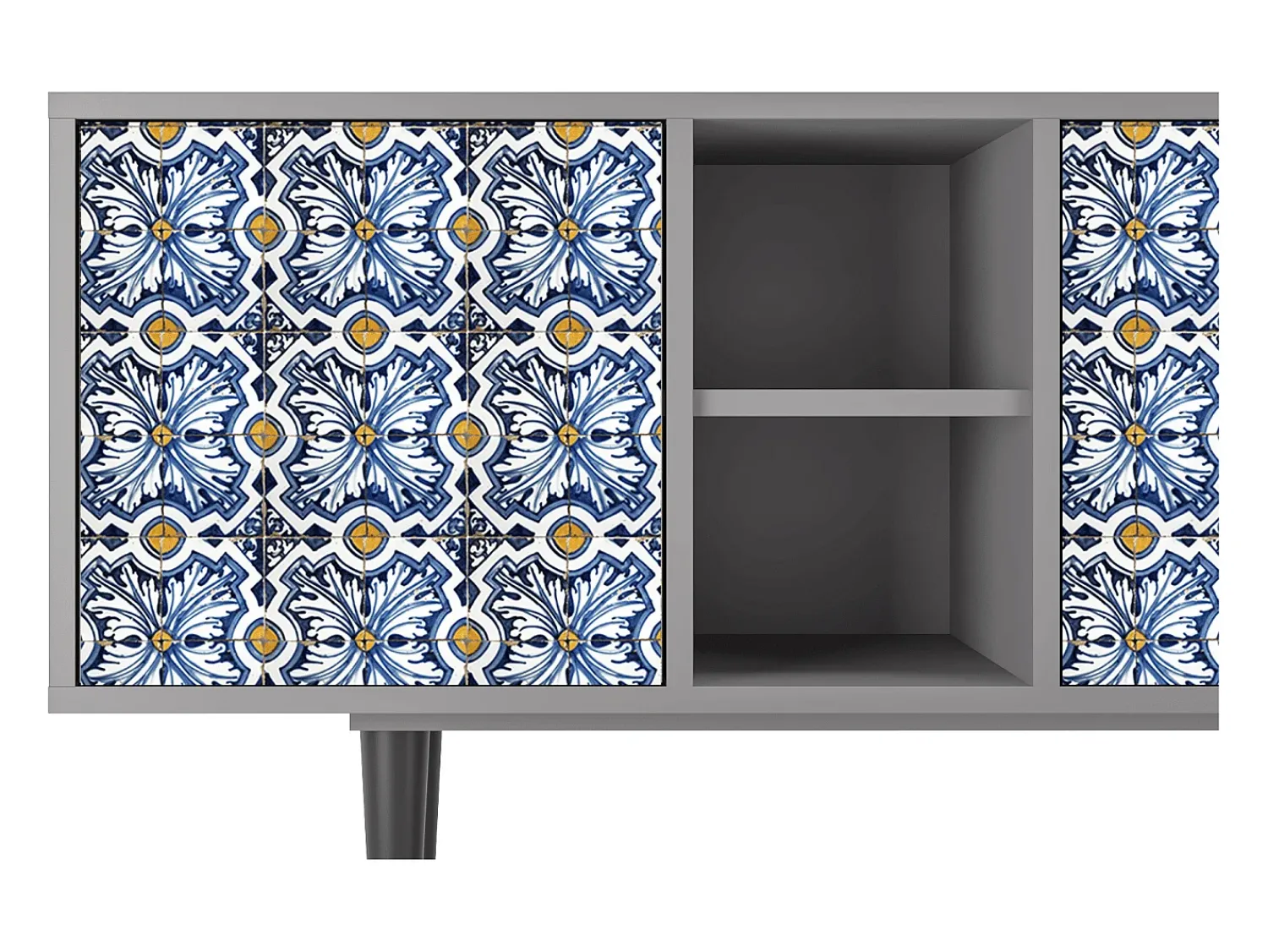 Online Mueble de TV - 150х69х41 cm - T5 - Lovely Cornflowers, Cinza Cinzento