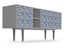Online Mueble de TV - 150х69х41 cm - T5 - Lovely Cornflowers, Cinza Cinzento