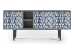 Online Mueble de TV - 150х69х41 cm - T5 - Lovely Cornflowers, Cinza Cinzento