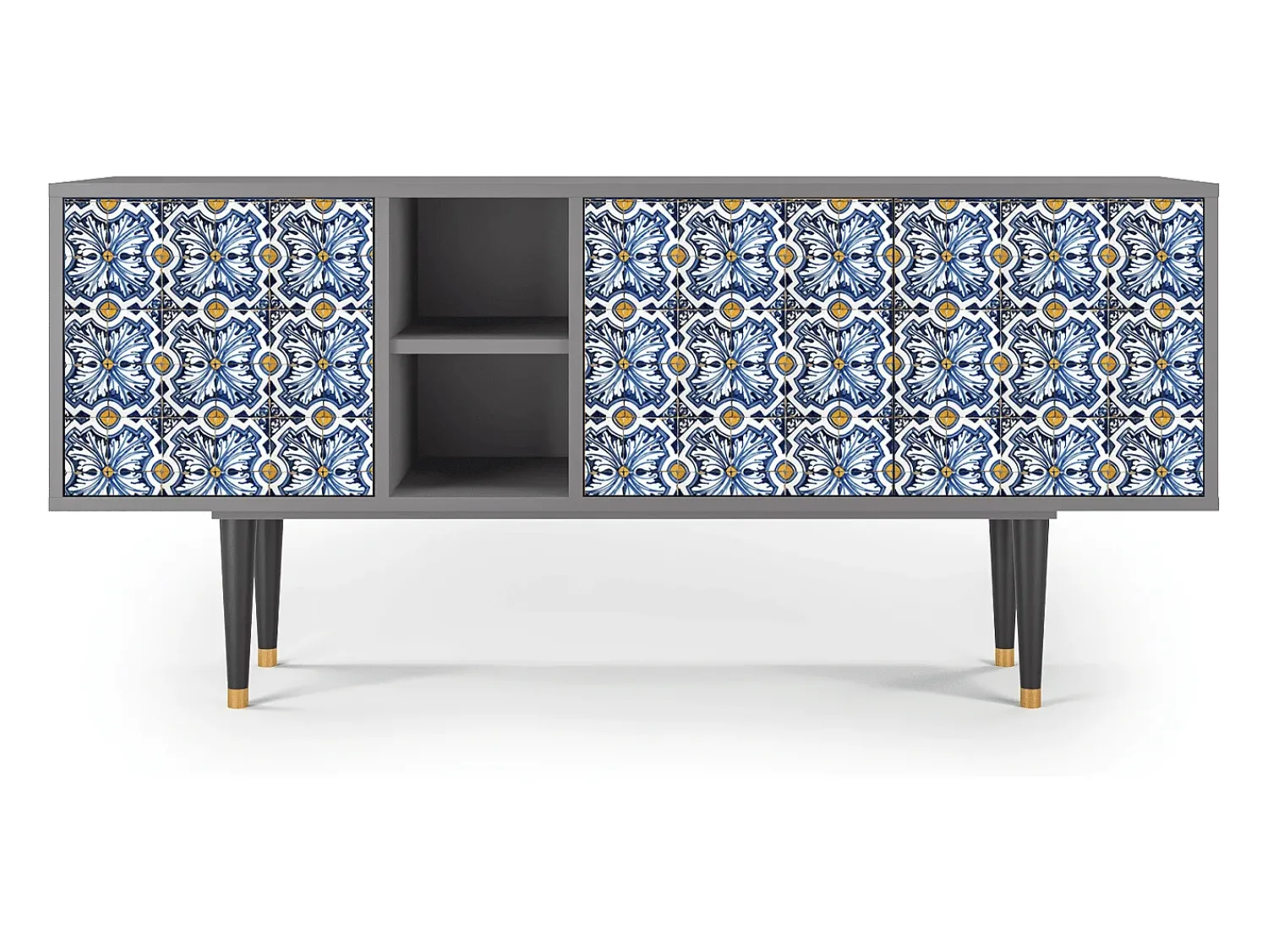 Online Mueble de TV - 150х69х41 cm - T5 - Lovely Cornflowers, Cinza Cinzento