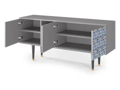 Online Mueble de TV - 150х69х41 cm - T5 - Lovely Cornflowers, Cinza Cinzento